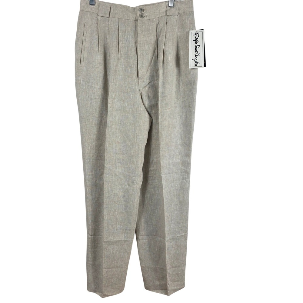 Giorgio Sant'Angelo Linen‎ Pants Women Size 14 Tailored High Rise Trousers